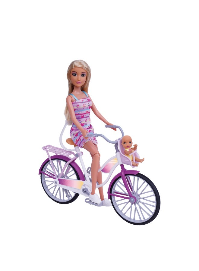 Mira Doll with Bicycle and Baby Playset – 11.5 Inch Fashion Doll Riding Bicycle with Baby Doll | Girls Toys 3+ - Image 3